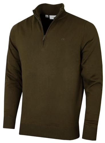 Calvin Klein Mens Campus 1/2 Zip Sweater - Dusty Olive - XXXL
