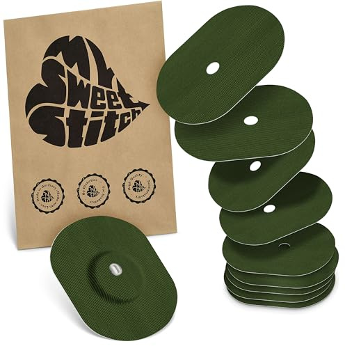 MySweetStitch 10 Fixierpflaster für FreeStyle Libre 3/3 Plus oval Olive | Hilft gegen vorzeitiges Ablösen, wasserfest und schnell trocknend, hautfreundlich, bis zu 15 Tage Halt