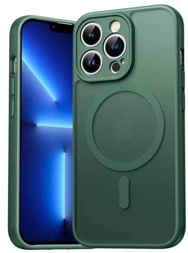 EASDNB für iPhone 13 Pro Hülle für Magsafe mit Kameraschutz, Magnetisch Handyhülle für iPhone 13 Pro Stoßfeste Kratzfeste Durchscheinende Matt Rückseite Schutzhülle für iPhone 13 Pro Case, Grün