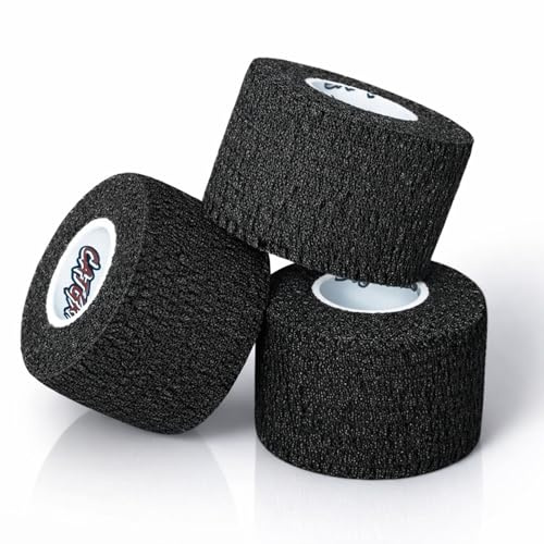 Tape Crossfit – CATGRIPS – Cinta Crossfit para Dedos, Adhesiva y Flexible, Esparadrapo Deportivo para WODs, Halterofilia, Hook Grip Tape (Negro, 3 Rollos de 4.5m x 3.8cm)