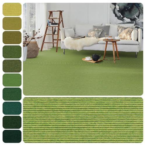 Tretford Interland Teppich Teppichboden Meterware Auslegware | Farbwelt grün, 2m breit, 622 Wasabi, 140x200cm
