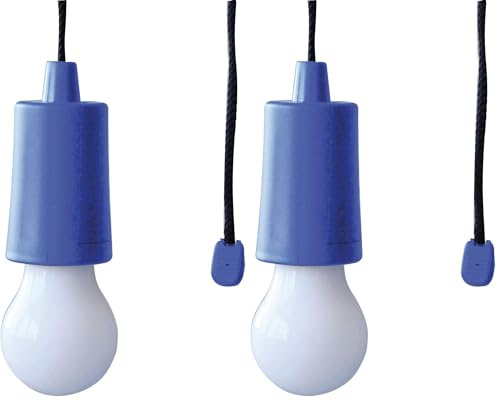 Velamp Retro LED-Lampe, tragbar, batteriebetrieben, bunt, ohne Strom, aber super hell, für Haus, Camping, Garten, Kordel 105 cm, blau (Packung mit 2)