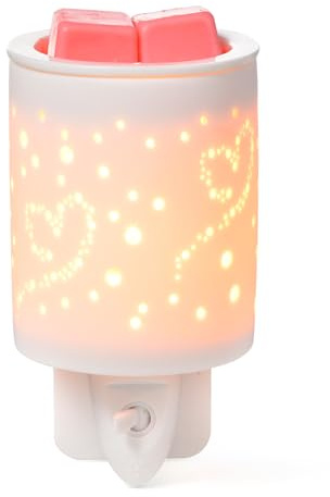 Wax Lume Ceramic Plug in Wax Melt Burner – Electric Wax Warmer with Heart-Shaped Light Effect, UK Socket, Removable Dish for Easy Clean, Home Fragrance Gift for Her, Relaxing Night Light