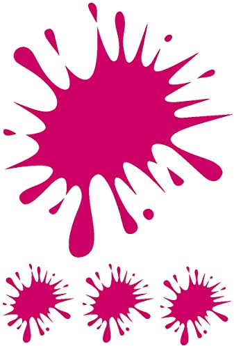 Samunshi® Farbkleckse Aufkleber Klecks Sticker 4 Stück im Set 1x13x15cm-3x4x5cm pink