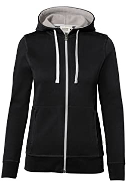 HAKRO Damen Jacke mit Kapuze Bonded - 255 - schwarz/silber - Größe: S