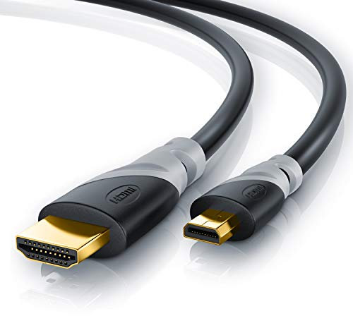 CSL - 1m Câble Micro HDMI type D vers HDMI type A - micro HDMI à HDMI - contacts plaqués or HQ Micro HDMI 1.4 a avec prise en charge VRAIE 3D et Ethernet - Full HD HD Ready 3D - 1080 p 2160 p 4K UHD