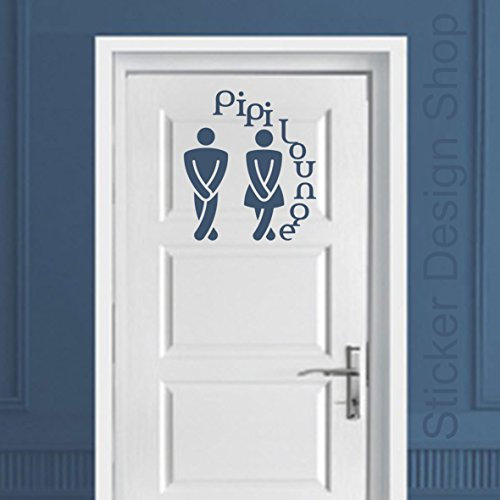 PIPI Lounge Tür Aufkleber WC Schild Bad Badezimmer Wandtattoo Wandaufkleber Wandsticker Wohnzimmer Kinderzimmer Aufkleber Sticker (25 x 22 cm, Schwarz)