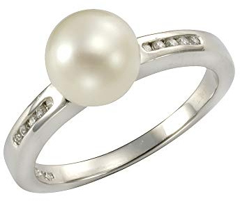 Zeeme Pearls Damen Ring 925/- Sterling Silber Glänzend Perle weiß 358271048