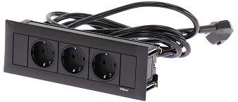 Schulte Einbau Steckdosenleiste EVOline Frame-Dock | 3x Schuko-Steckdose | 1 Stück | 159610019500
