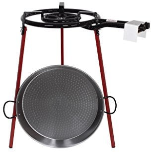 Kit paellera + quemador + patas | Incluye pellera de acero pulido | Medidas de la pallera 46 cm | Medidas del quemador 40 cm