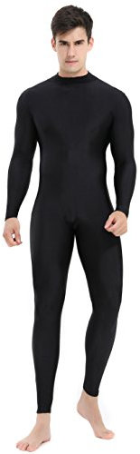 speerise Herren Turtleneck Spandex Langarm Unitard Bodysuit Tanzkleidung XX-Large Schwarz