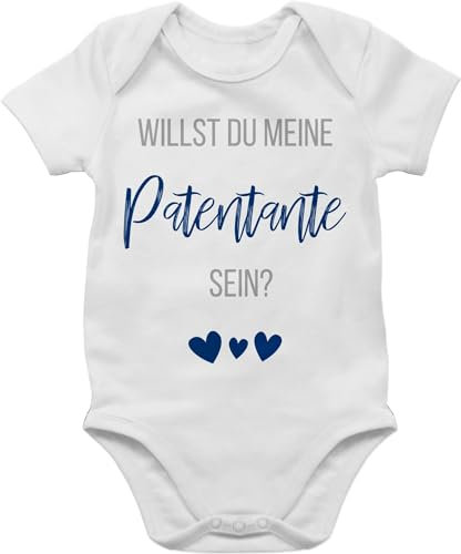 Baby Body Kurzarm - Willst du meine Patentante sein? Marine - 18/24 Monate - Weiß - geschenk fragen taufpatinmbody patentanten godi bodys frage geschenke für pateneltern patin partentante werden