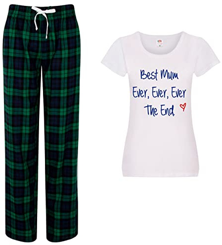 60 Second Makeover Limited Best Mum Ever Ever The End Pyjamas For Women Mum Birthday Gifts Pjs For Women Sets Ladies Tartan Trouser Bottoms Pyjama Mothers Day