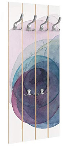 Bilderwelten Wandgarderobe Holz - Urknall - lila Garderobenpaneel + Haken Chrom, 100x40 cm