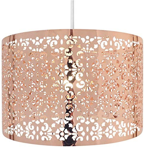 Chandelier Style Ceiling Light Shade Droplet Pendant Acrylic Crystal Bead Luxury (Large Metal Shade Copper)