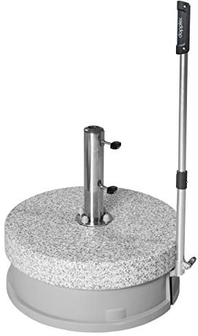 Doppler Rollsockel Easy Move ca. 70 kg - Granitsockel - Für Mittelstockschirme bis 350 cm - Mit 4 Rollen und Zugstange - Für eine einfache Handhabung