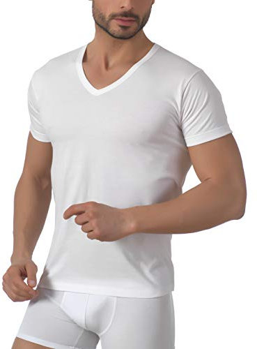 Baci e Abbracci 3 Magliette Intime Uomo Cotone Elasticizzato Pacco da 3 T Shirt Uomo Manica Corta Cotone Bielastico Maglietta Uomo Nera o Bianca