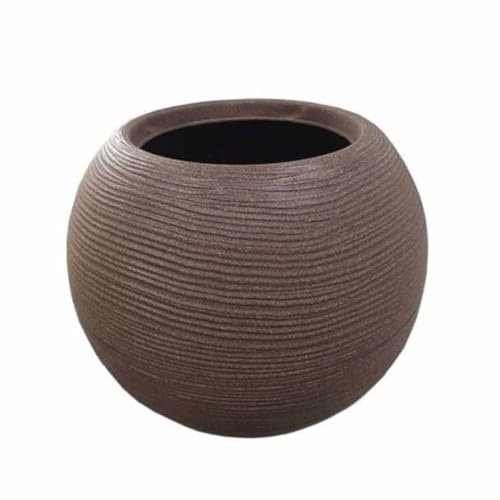 Telcom Vaso in Resina Caspò Sfera Rigata Shabby d30x24 cm Colore Brown