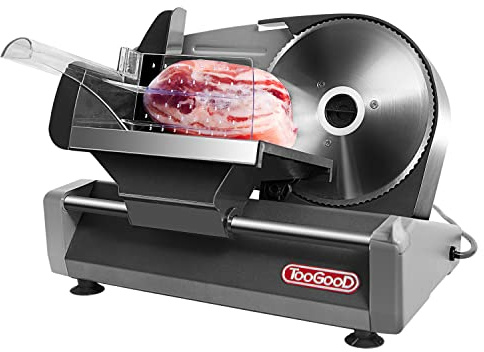 TooGood Meat Slicer for Home, Electric Food Slicer with 7.5 Stainless Steel Blade, 1/4 HP, 0-15mm Adjustable Thickness, Deli Food Slicer Machine for Meat, Bread, Fruit, Cheese