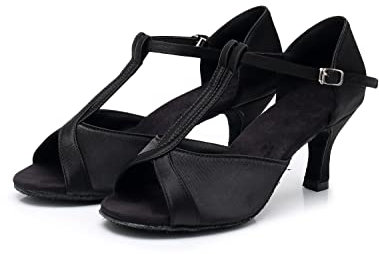 Rosefinch Zapatos de Baile Latino para Mujer Profesional Moderna Salsa Tango Bachata Práctica Zapatos de Baile de Salon Negro