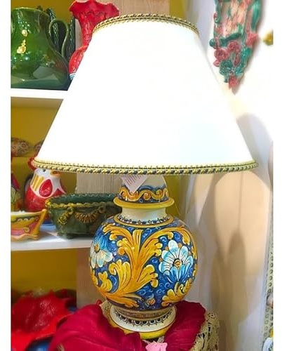 SICILIA BEDDA CAPACI Lume Ceramica di Caltagirone, h 55 cm ca. Decoro Barocco e Fiori
