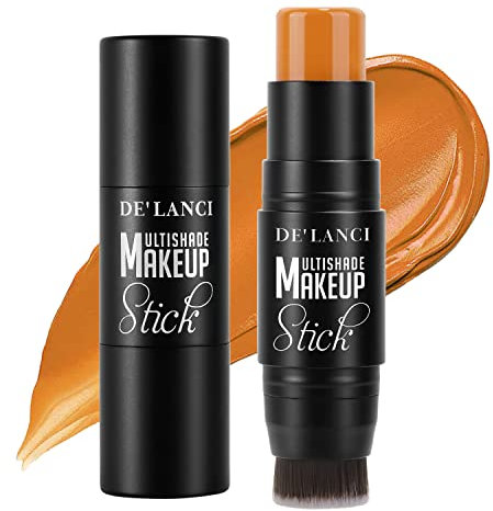 2022-Upgrade Creme Contour Stick mit integriertem Pinsel, 3-in-1 Concealer Bronzer Foundation Stick, reisefreundliches, wasserdichtes, langlebiges Gesichts und Körperkonturierungs Makup, Caramel