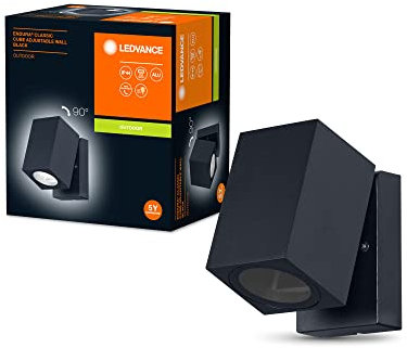LEDVANCE ENDURA Classic Cube ADJ WALL Außen-Wandleuchte, schwarz, GU10-Sockel (max 35W), kann mit einfacher oder smarter Lampe bestückt werden, ausrichtbarer Leuchtenkopf, Schutzklasse IP44