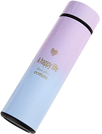 VALINK Botella de agua térmica inteligente de 500 ml, pantalla digital de temperatura, acero inoxidable, tazas térmicas para café (morado degradado)