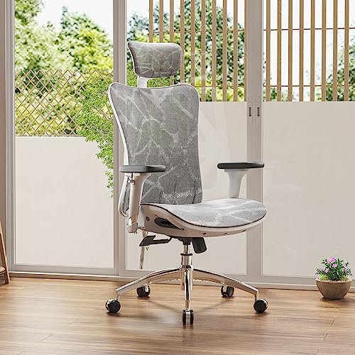 SIHOO M57 Ergonomischer Bürostuhl mit 3-Wege-Armlehnen, Lendenwirbelstütze und Verstellbarer Kopfstütze Hohe Rückenlehne Neigungsfunktion