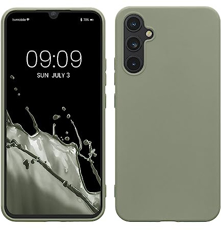 kwmobile Case for Samsung Galaxy A34 5G Case - Soft Cover - Shockproof TPU Material - Wireless Charging - Gray Green