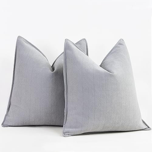 ZWJD Hell Grau Kissenbezug 40x40 2er Set Chenille Kissenbezüge Sofakissen Kissenhüllen mit elegantem Design, weiche und luxuriöse dekorative Dekokissen für Couch, Bett und Heimdekoration