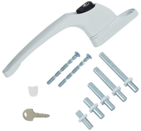 [FIXINGS DIRECT] Universal Espag UPVC Window Handle Lockable Multi-Spindle (3 Colours White, Gold, Chrome) Ergonomically Design Easy Installation (White)