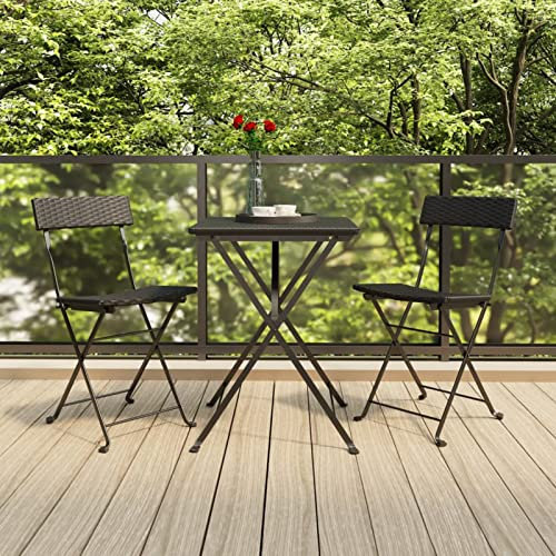 ZEYUAN Bistrostühle 2 STK. Klappbar, Gartenstühle, Balkonstuhl, Terrassenstühle, Gartensessel, Garten Stühle, Gartenmöbel, Balkon Stühle, Sessel Outdoor, Schwarz Poly Rattan und Stahl