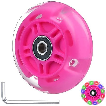 Gladeer Ersatzrad für Tretroller, 80 mm, blinkend, bunt, LED, für Kinderroller mit 3 Rädern, Rosa, 1 Stück