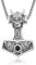 KINGWHYTE Viking Wolf Thor Hammer Necklace 925 Sterling Silver Skull Talisman Necklace Vintage Norse Mjolnir Amulet Pendant for Men Women