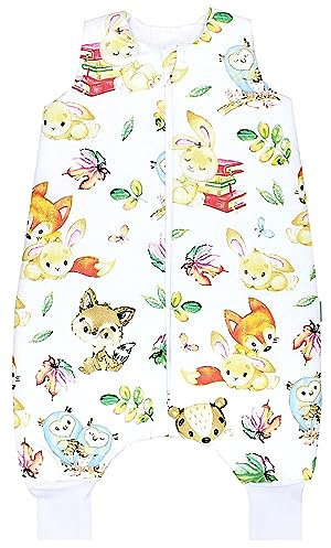 TupTam Baby Winterschlafsack mit Beinen OEKO- TEX zertifizierte Materialien 2.5 TOG Unisex, Farbe: Fuchs Eule Hase, Größe: 62-74