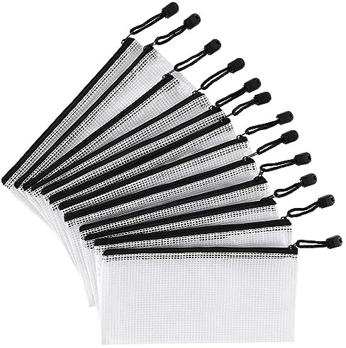 12 Stück Transparente Kunststoff-Geldbörsen mit Reißverschluss – Zum Aufbewahren von Rechnungen, Fotos, Postkarten, Grußkarten, USB-Sticks, Schreibwaren. Für Büro, Haushalt, Sparen und Reisen