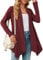 CHANGMU Cardigans for Women Long Sleeve Ladies Open Front Waterfall Cardigan Casual Sweater Coats Knit Draped Outerwear, Wine Red, X-Large
