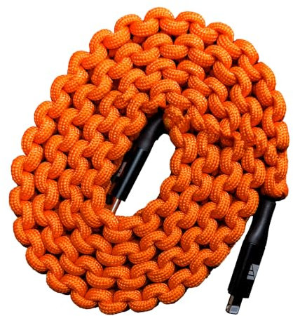 Dark Energy Lightning to C Paracord Cable & USB C to C Paracord Cable (18W, Orange)
