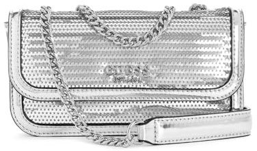 GUESS Kaska Mini Convertible Crossbody Flap Silver