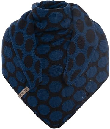 KNIT FACTORY - Dreiecksschal Liva - Damen Strickschal mit Wolle - Gestrickten Schal mit Punkt-Muster - Hochwertige Qualität - XXL Schal - 180x75 cm - Navy/Kings Blue