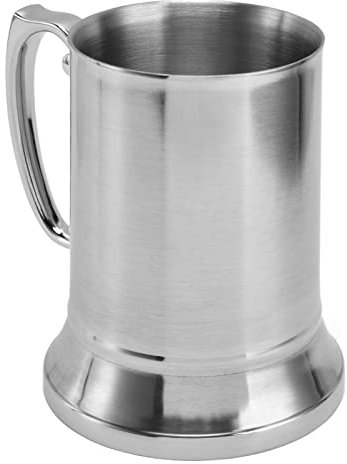 UPQRSG Jarra de Cerveza, Jarra de Cerveza con Acabado de Espejo, Fuerte, Duradera y de Acero Inoxidable, Jarra Cómoda Estable de Doble Capa Aislante, para Restaurantes, Bares, Hoteles(450ML)
