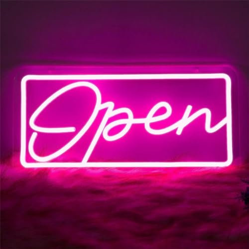 FINOTI Panneau Ouvert à LED pour Entreprise, néon pour décoration Murale, Panneaux Lumineux Ouverts pour fenêtres extérieures, Bar, café, Salon, Club, Bureau, hôtel, USB avec Interrupteur