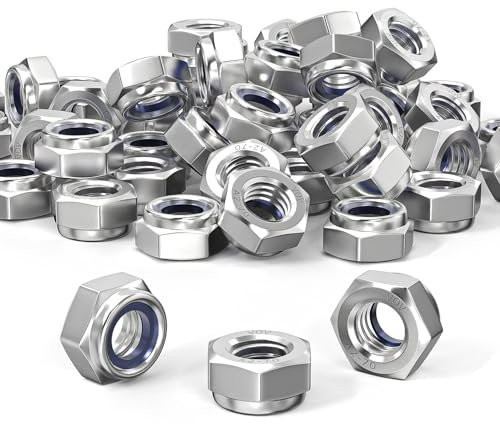 ORTAVA Sechskantmuttern M6, Sechskantmuttern Sicherungsmutter, Edelstahl Standard M6 Mutter, 10 Stück Selbstsichernde Muttern, Stoppmuttern Kontermuttern Set