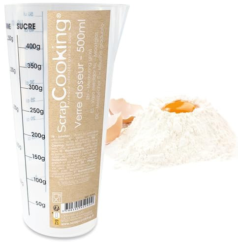 ScrapCooking 5290 - Vaso dosificador graduado para repostería (500 ml, plástico, jarra de vaso dosificador, transparente