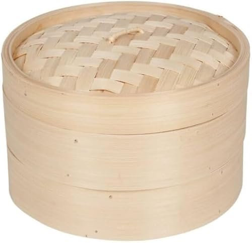 Shopylistic 2 TIER BAMBOO STEAMER 10 INCH 25CM DIAMETER – GREAT FOR HEALTHIER COOKING