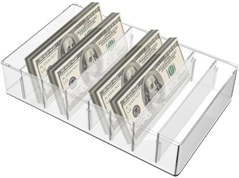 Acryl Bargeld Organizer 8 Fächer Transparent Abnehmbares