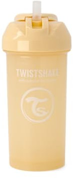 Twistshake Gobelet avec paille sans déversement, 360 ml, gobelets d'entraînement anti-fuite pour tout-petits et bébés, bouteilles d'eau potable, gobelet d'entraînement, 6 mois et plus, beige caramel