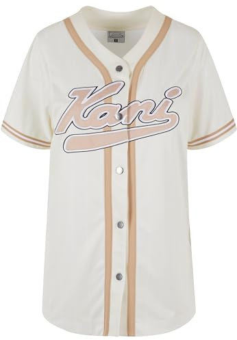 Karl Kani Damen KW241-029-2 Varsity Pinstripe Baseball Shirt Off White/White, M