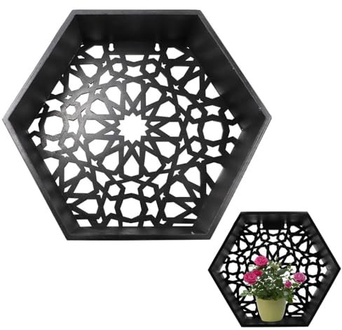 Ekakashop Hexagon wandregal aus Holz, Wanddeko und Ablage für Bad, Wohnzimmer, Küche, Schlafzimmer und mehr Typ1